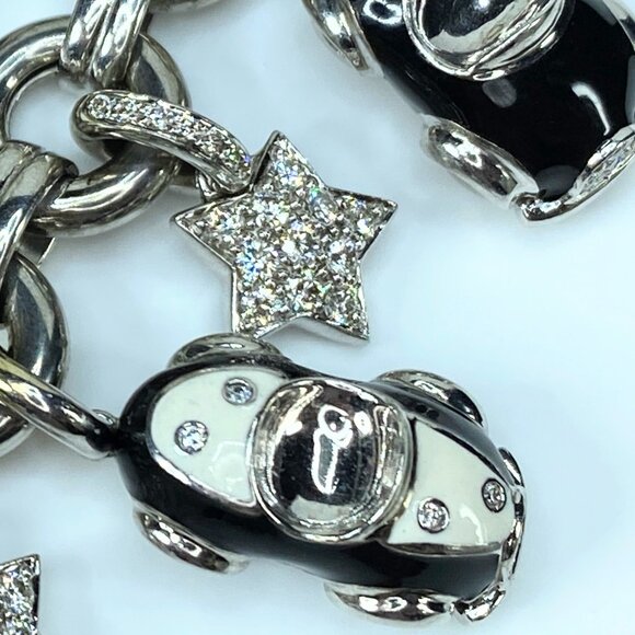 Aaron Basha 18k White Gold Enamel and Diamond Charm Necklace 20" 285.4g JR85754 - Picture 9 of 16